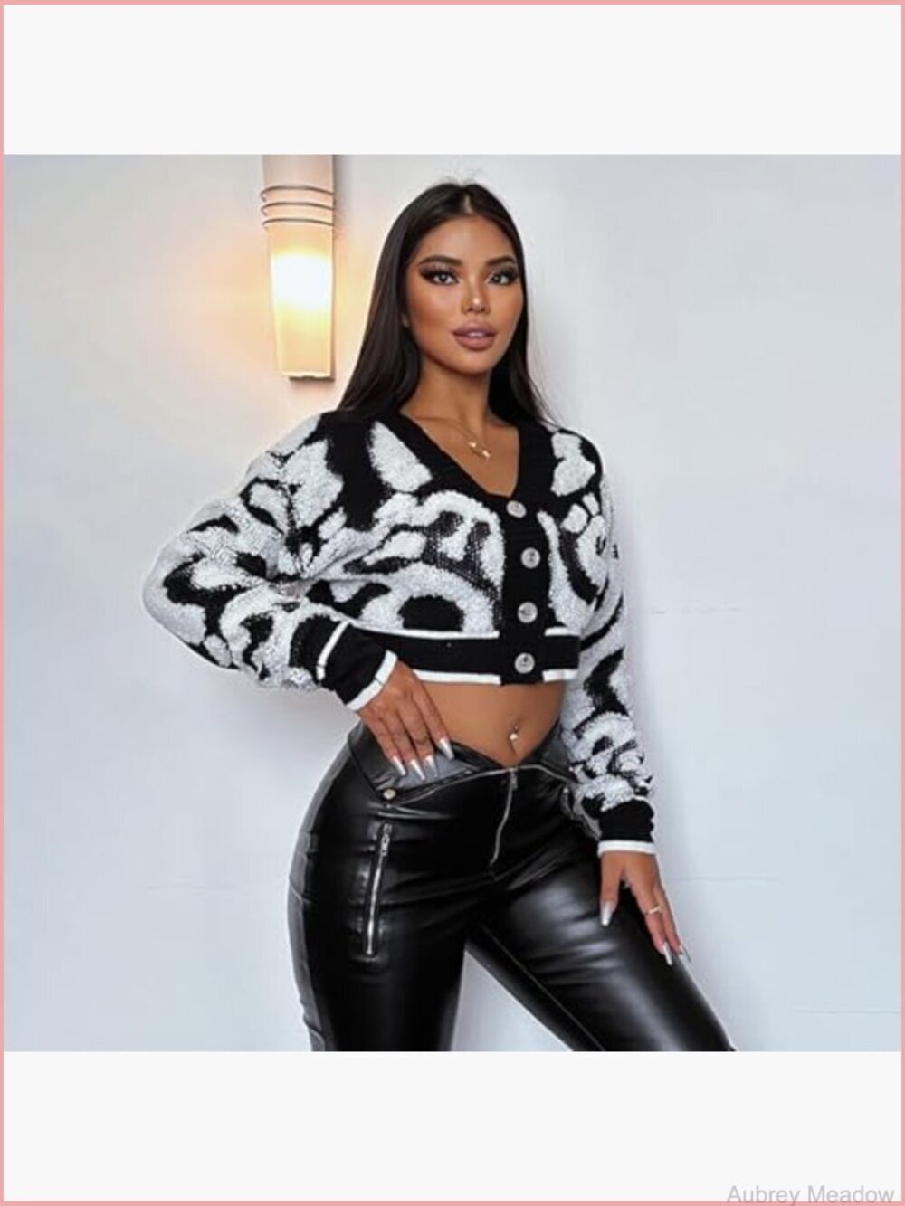 V Neck Button Down Long Sleeve Colorblock Y2K Cropped Cardigan Sweater Jacket